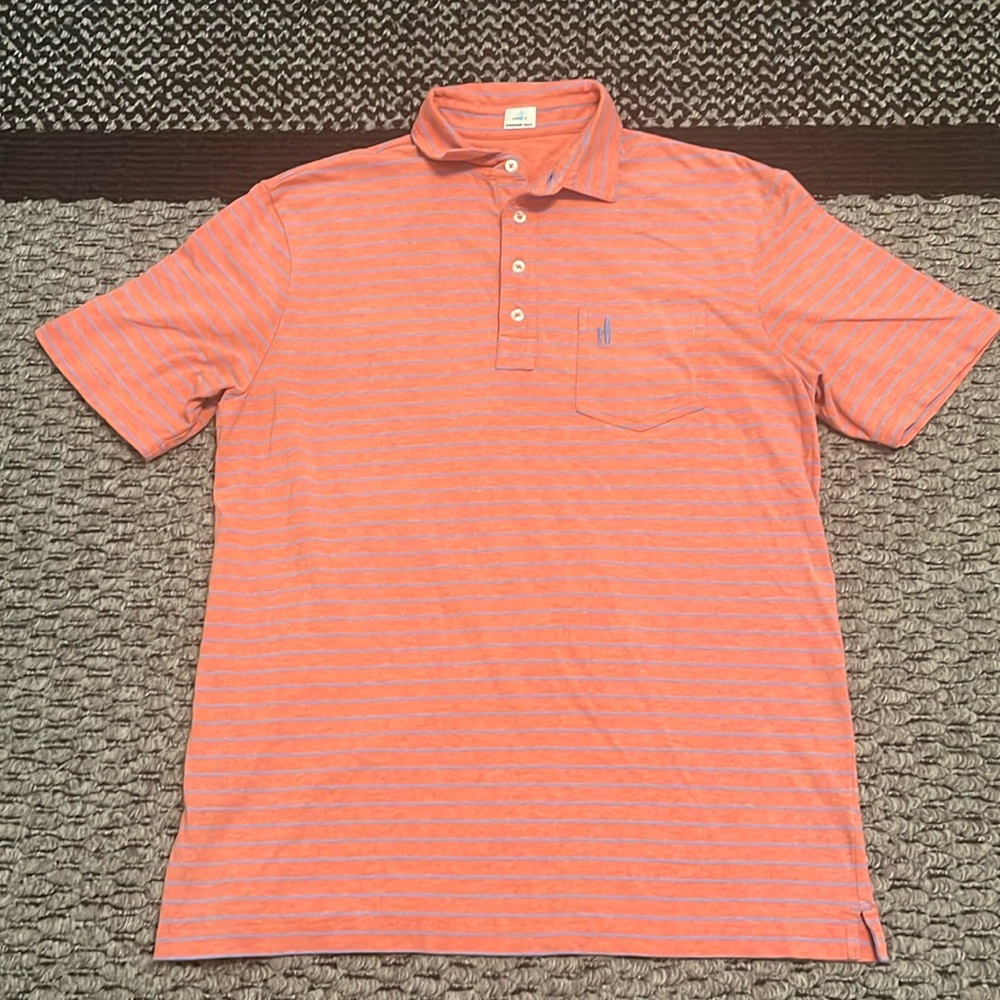 Johnnie O Hangin’ Out Golf Polo Shirt Men’s Sz M Athleisure Vacation Golf Stripe